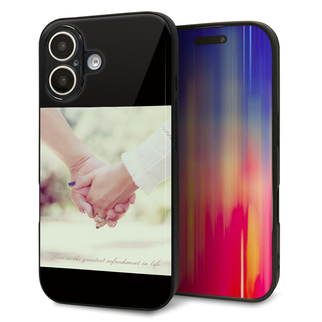 iPhone 16 強化ガラス&TPUスマホケース ガラプリ【KM875 カップル】