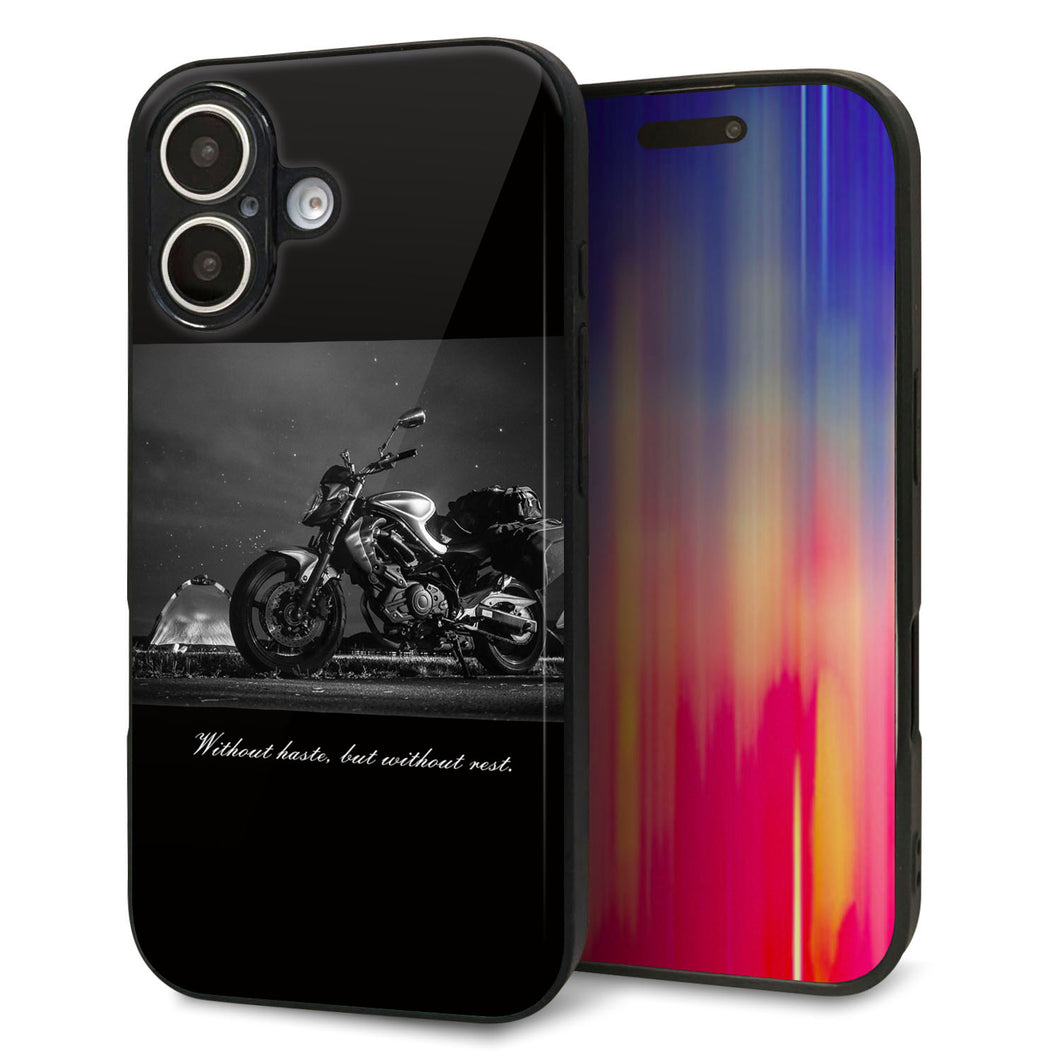 iPhone 16 強化ガラス&TPUスマホケース ガラプリ【KM879 バイク】