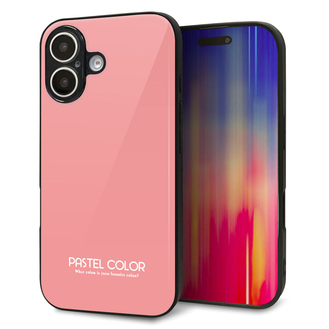 iPhone 16 強化ガラス&TPUスマホケース ガラプリ【KM902 パステルカラー(パステルレッド)】