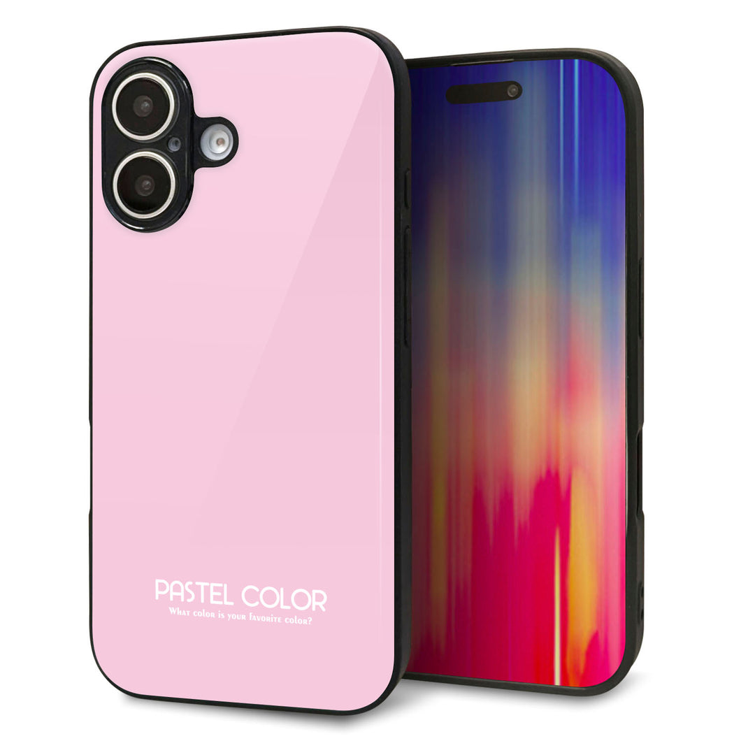 iPhone 16 強化ガラス&TPUスマホケース ガラプリ【KM903 パステルカラー(パステルローズピンク)】