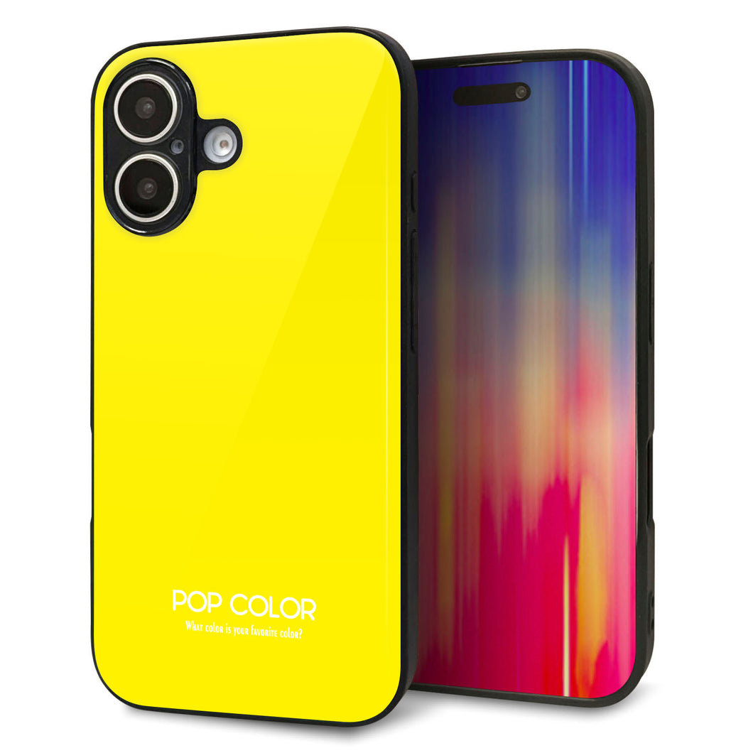 iPhone 16 強化ガラス&TPUスマホケース ガラプリ【KM904 ポップカラー(イエロー)】