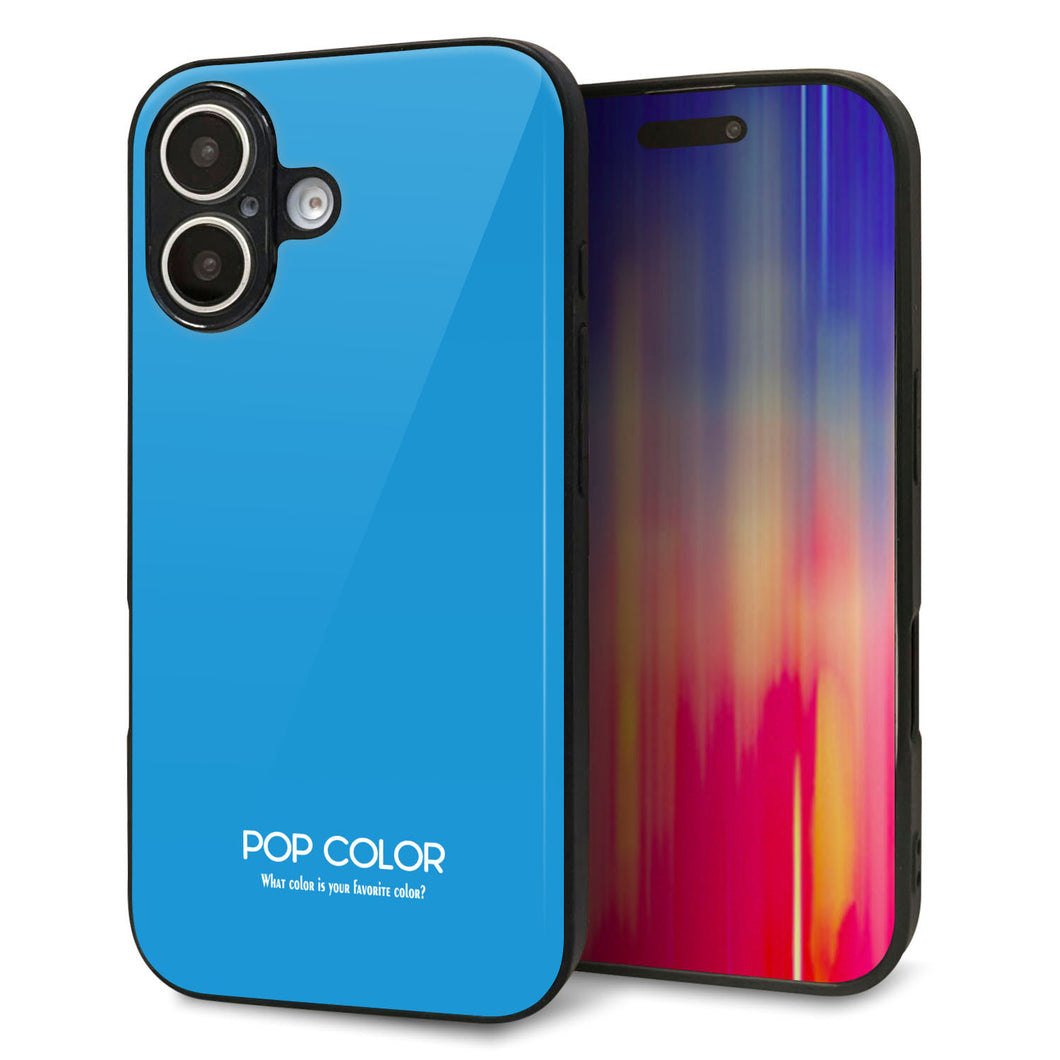 iPhone 16 強化ガラス&TPUスマホケース ガラプリ【KM908 ポップカラー(スカイブルー)】