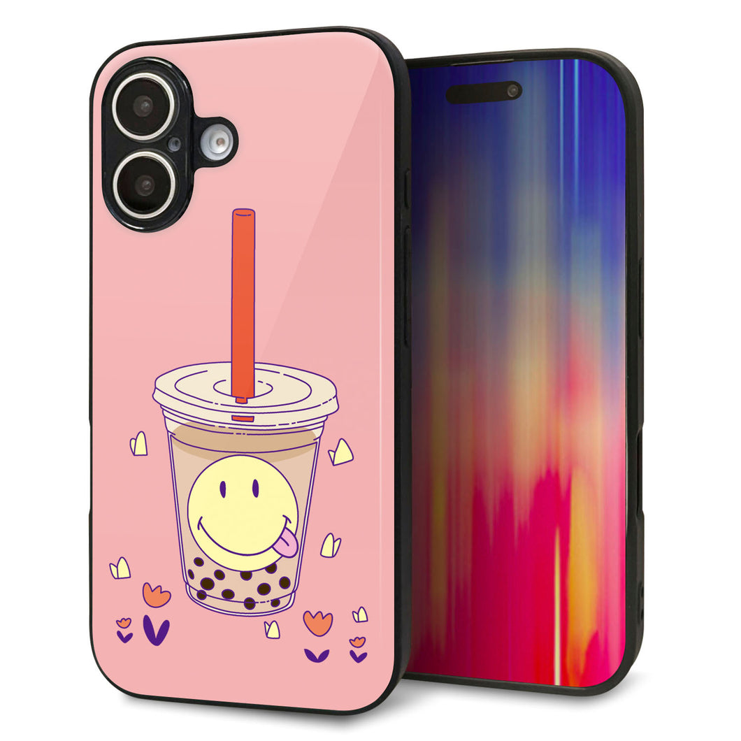 iPhone 16 強化ガラス&TPUスマホケース ガラプリ【MA903 タピオカ】