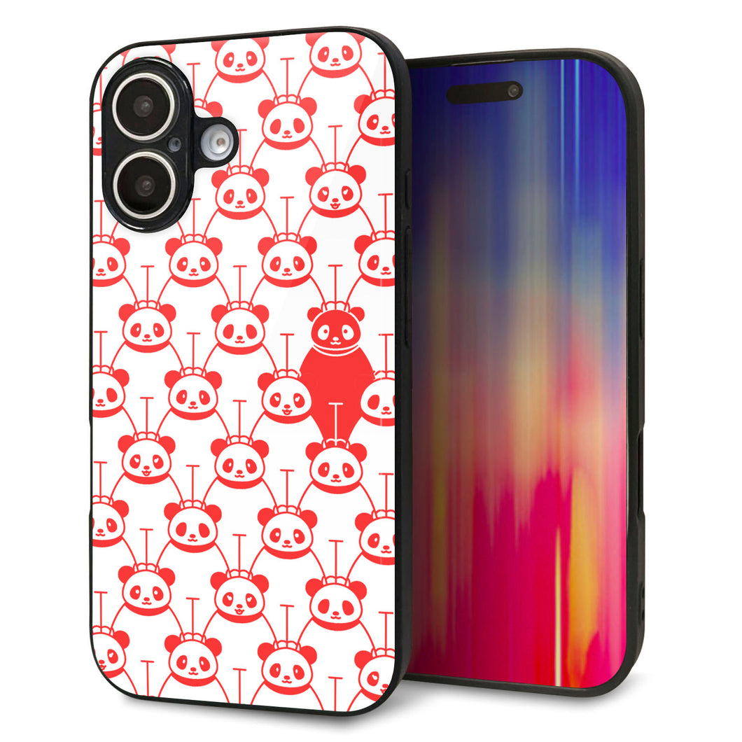 iPhone 16 強化ガラス&TPUスマホケース ガラプリ【MA913 パターン パンダ】