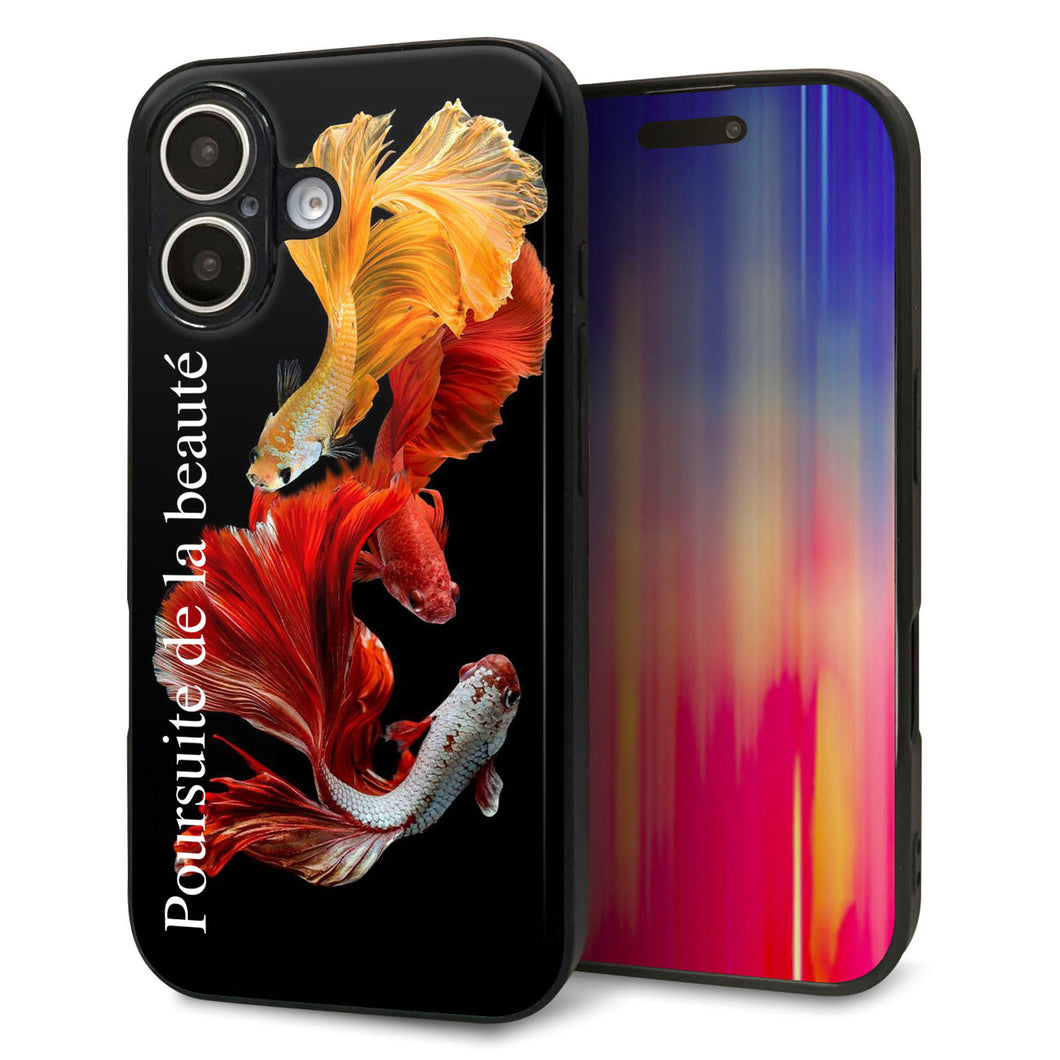 iPhone 16 強化ガラス&TPUスマホケース ガラプリ【MA956 金魚 A】