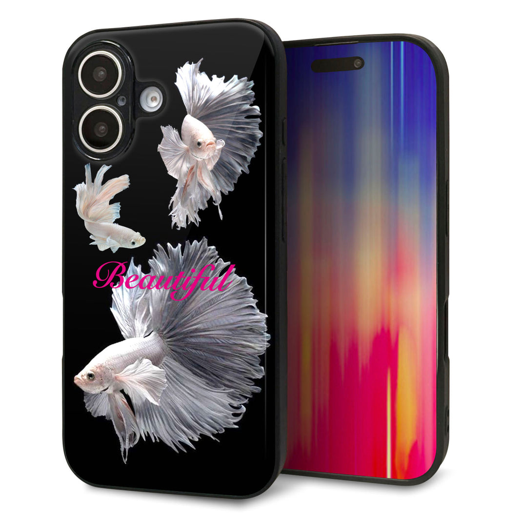 iPhone 16 強化ガラス&TPUスマホケース ガラプリ【MA957 金魚 B】