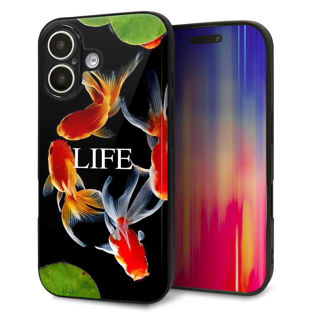 iPhone 16 強化ガラス&TPUスマホケース ガラプリ【MA958 金魚 C】