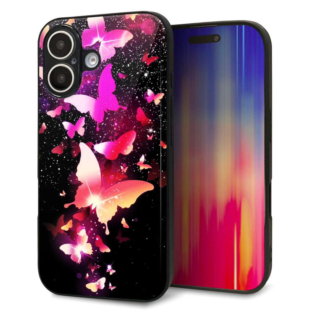 iPhone 16 強化ガラス&TPUスマホケース ガラプリ【MA991 蝶C】