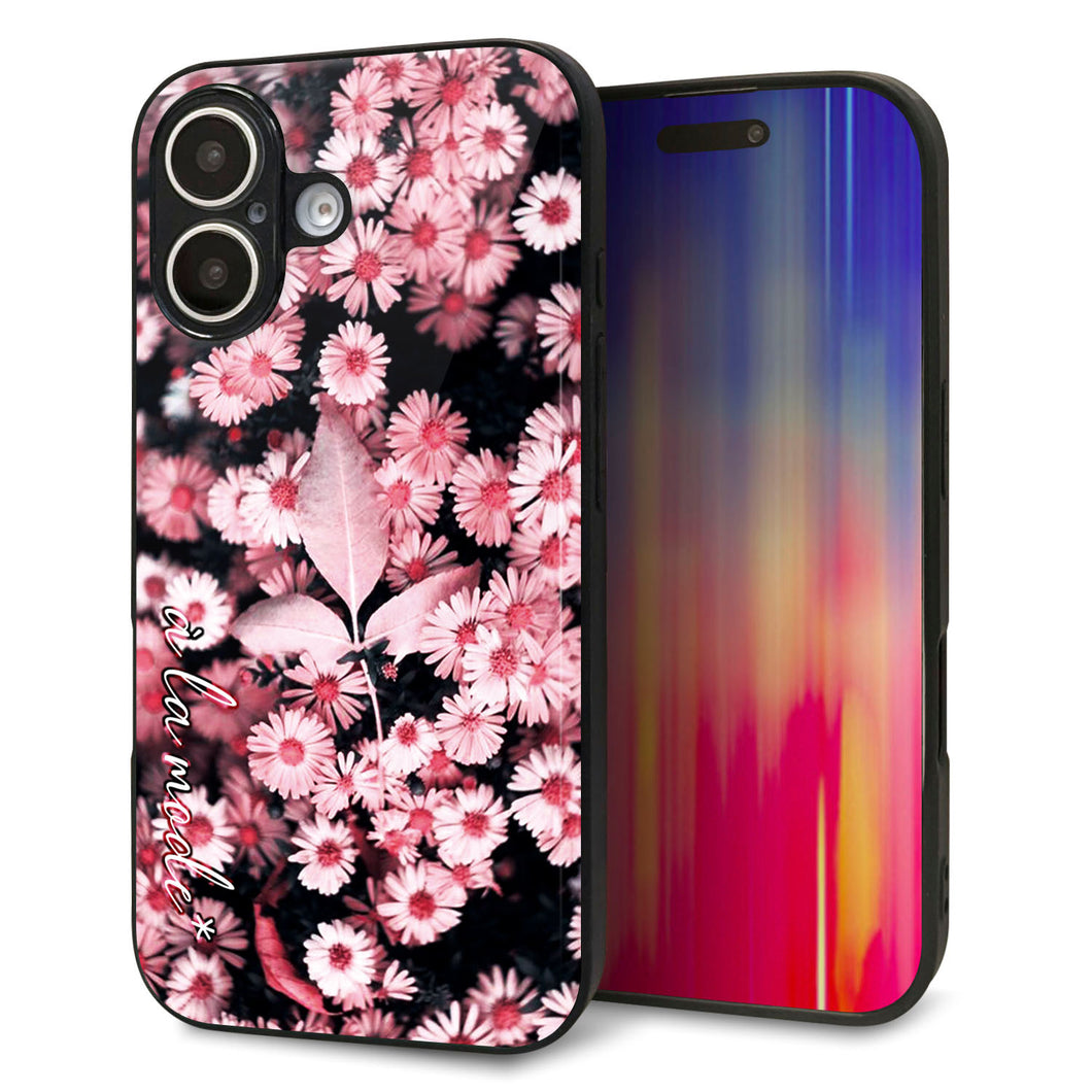 iPhone 16 強化ガラス&TPUスマホケース ガラプリ【MA993 フラワーB】
