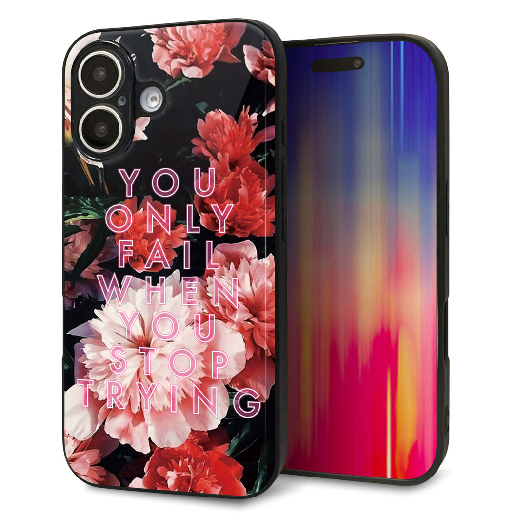 iPhone 16 強化ガラス&TPUスマホケース ガラプリ【MA994 フラワーC】