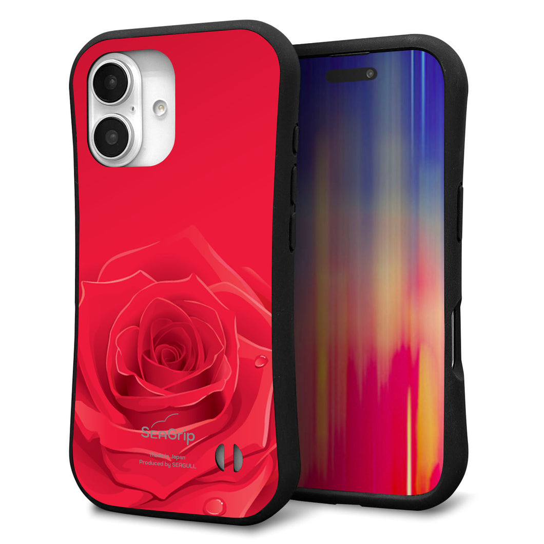 iPhone 16 スマホケース 「SEA Grip」 グリップケース Sライン 【395 赤いバラ】 UV印刷