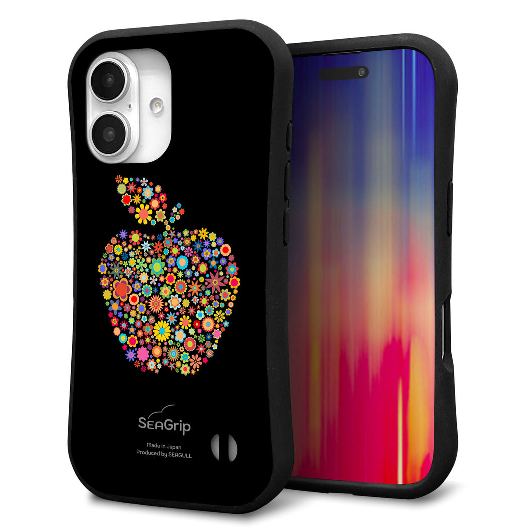 iPhone 16 スマホケース 「SEA Grip」 グリップケース Sライン 【1195 カラフルアップル】 UV印刷
