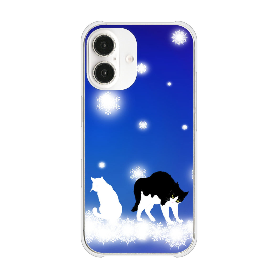 iPhone 16 YJ335 雪の結晶 はちわれ ハードケース 背面印刷