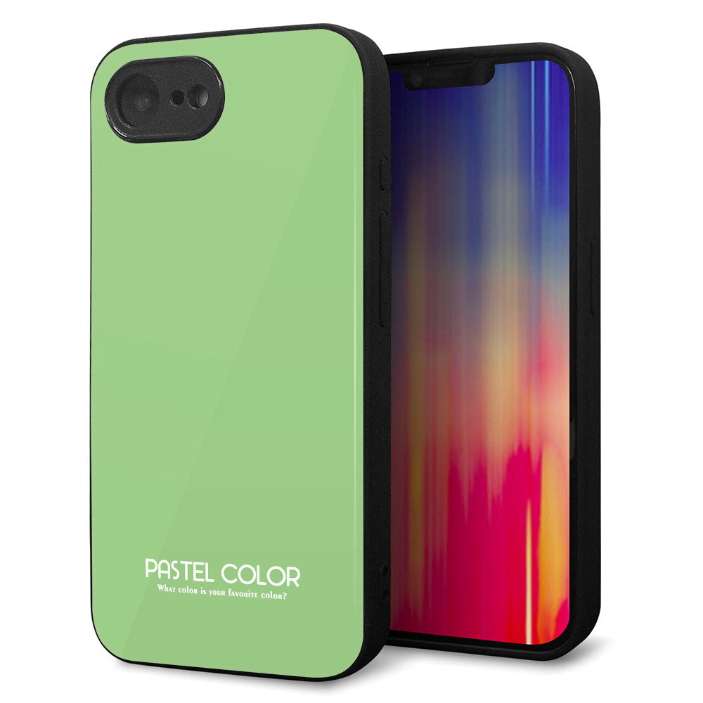 iPhone 16e 強化ガラス&TPUスマホケース ガラプリ【KM898 パステルカラー(パステルグリーン)】