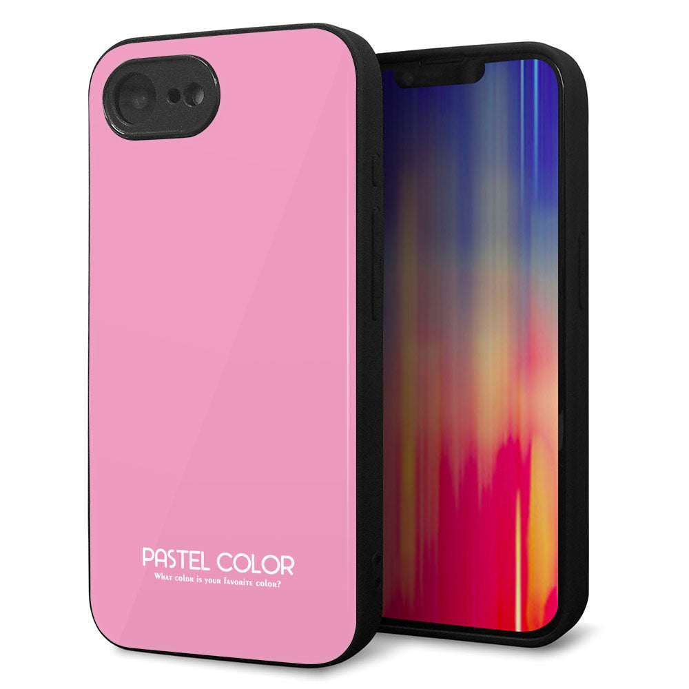 iPhone 16e 強化ガラス&TPUスマホケース ガラプリ【KM899 パステルカラー(パステルピンク)】