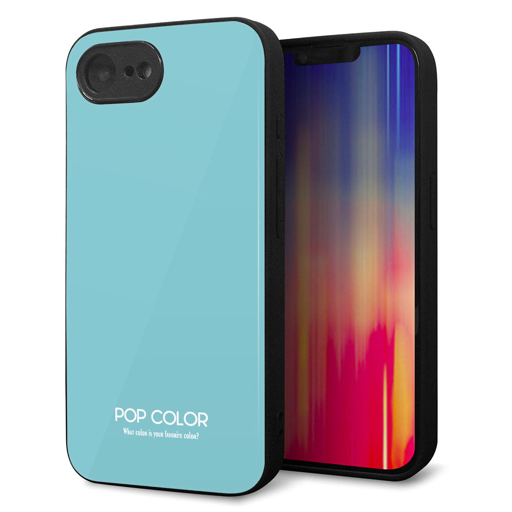 iPhone 16e 強化ガラス&TPUスマホケース ガラプリ【KM905 ポップカラー(エメラルドブルー)】