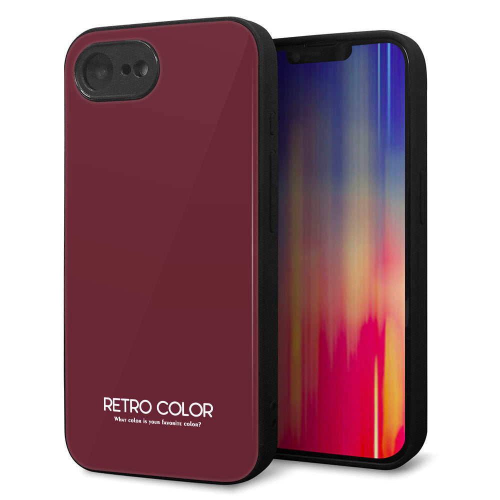 iPhone 16e 強化ガラス&TPUスマホケース ガラプリ【KM919 レトロカラー(バーガンディー)】