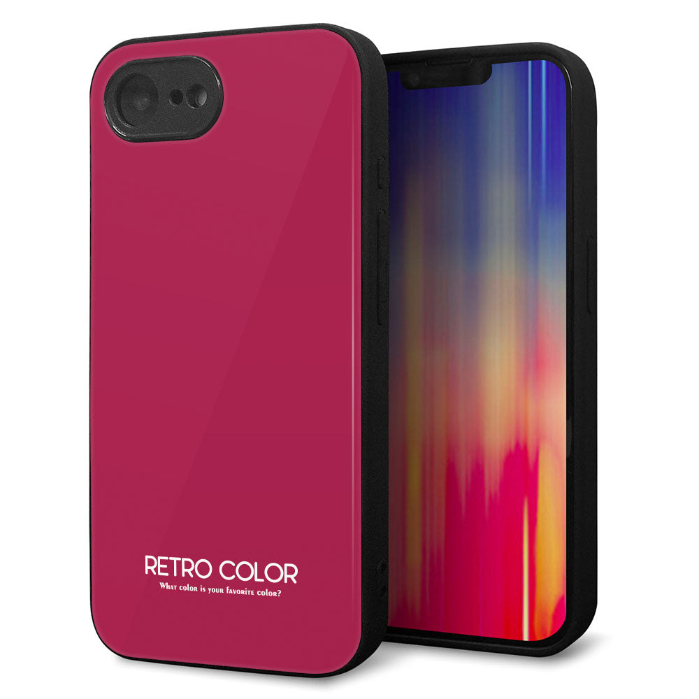 iPhone 16e 強化ガラス&TPUスマホケース ガラプリ【KM921 レトロカラー(ダークピンク)】
