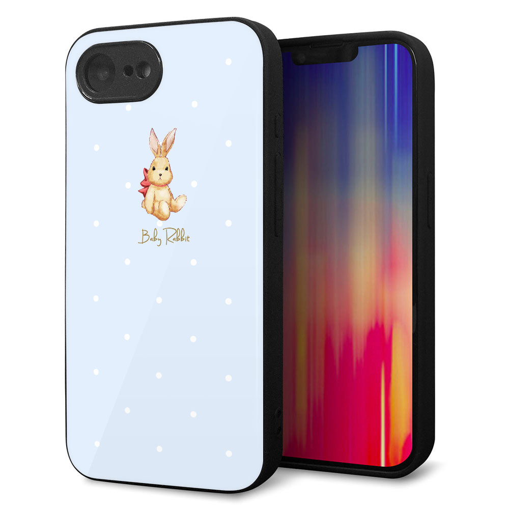 iPhone 16e 強化ガラス&TPUスマホケース ガラプリ【SC980 Baby Rabbit ブルー ガラプリ】