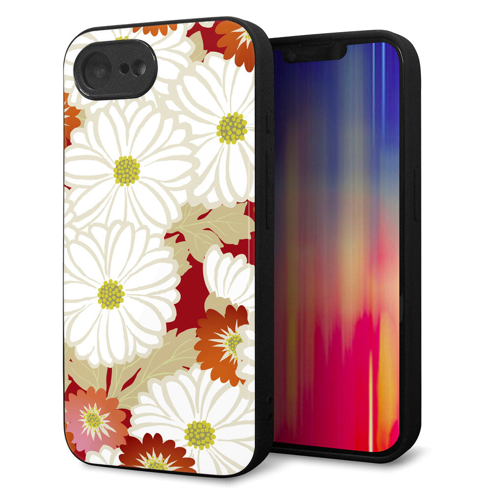 iPhone 16e 強化ガラス&TPUスマホケース ガラプリ【YJ322 和柄 菊】