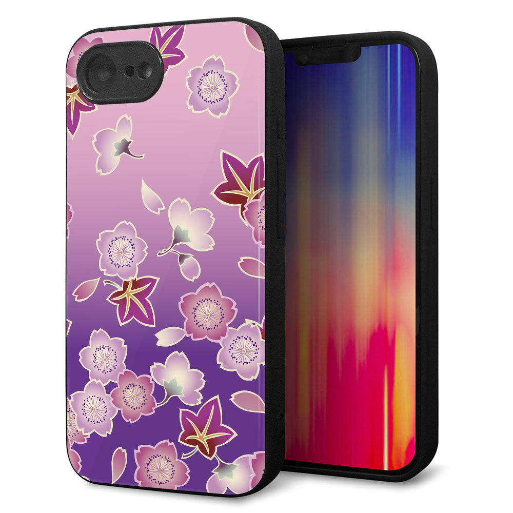 iPhone 16e 強化ガラス&TPUスマホケース ガラプリ【YJ324 和柄 桜 もみじ】
