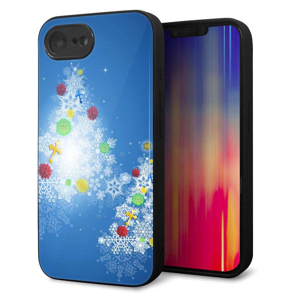 iPhone 16e 強化ガラス&TPUスマホケース ガラプリ【YJ347 クリスマスツリー】