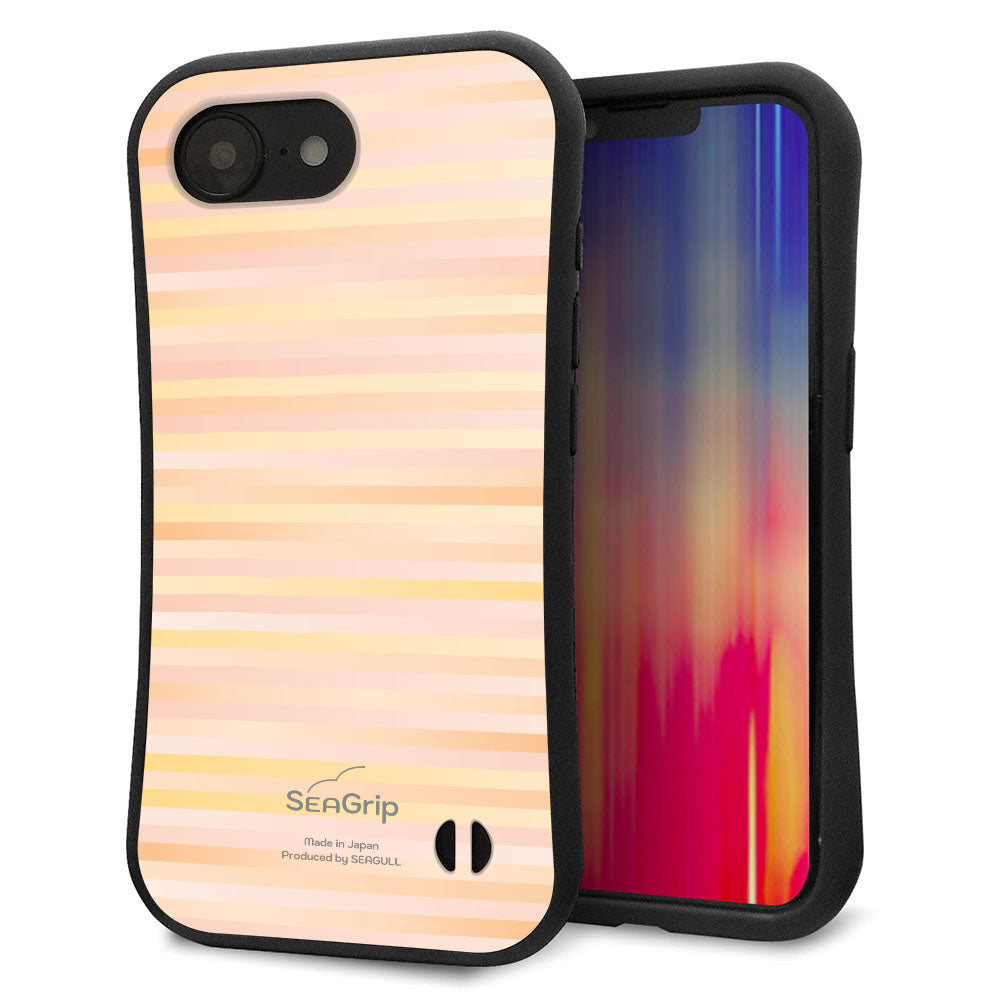 iPhone 16e スマホケース 「SEA Grip」 グリップケース Sライン 【IB909 グラデーションボーダー_オレンジ】 UV印刷
