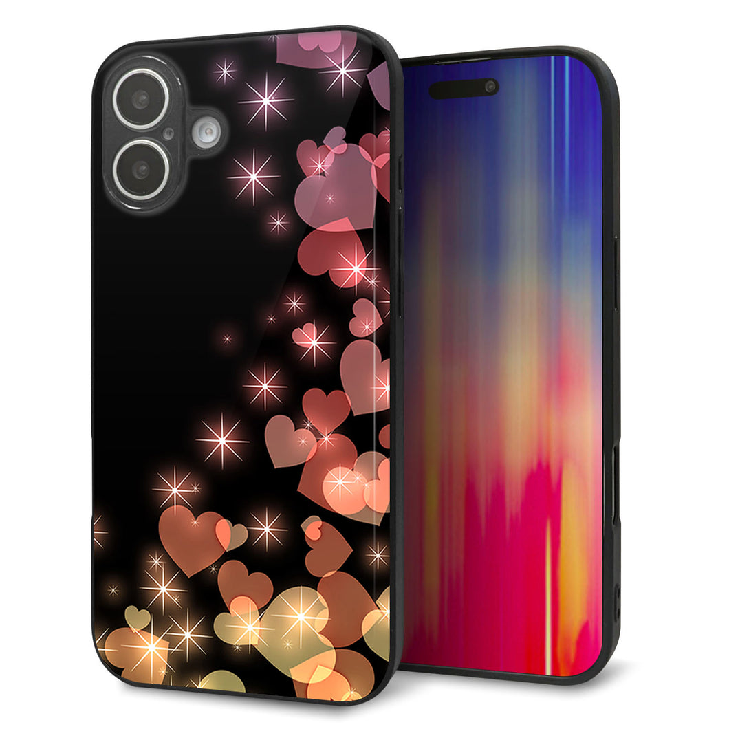 iPhone 16 Plus 強化ガラス&TPUスマホケース ガラプリ【020 夜のきらめきハート】