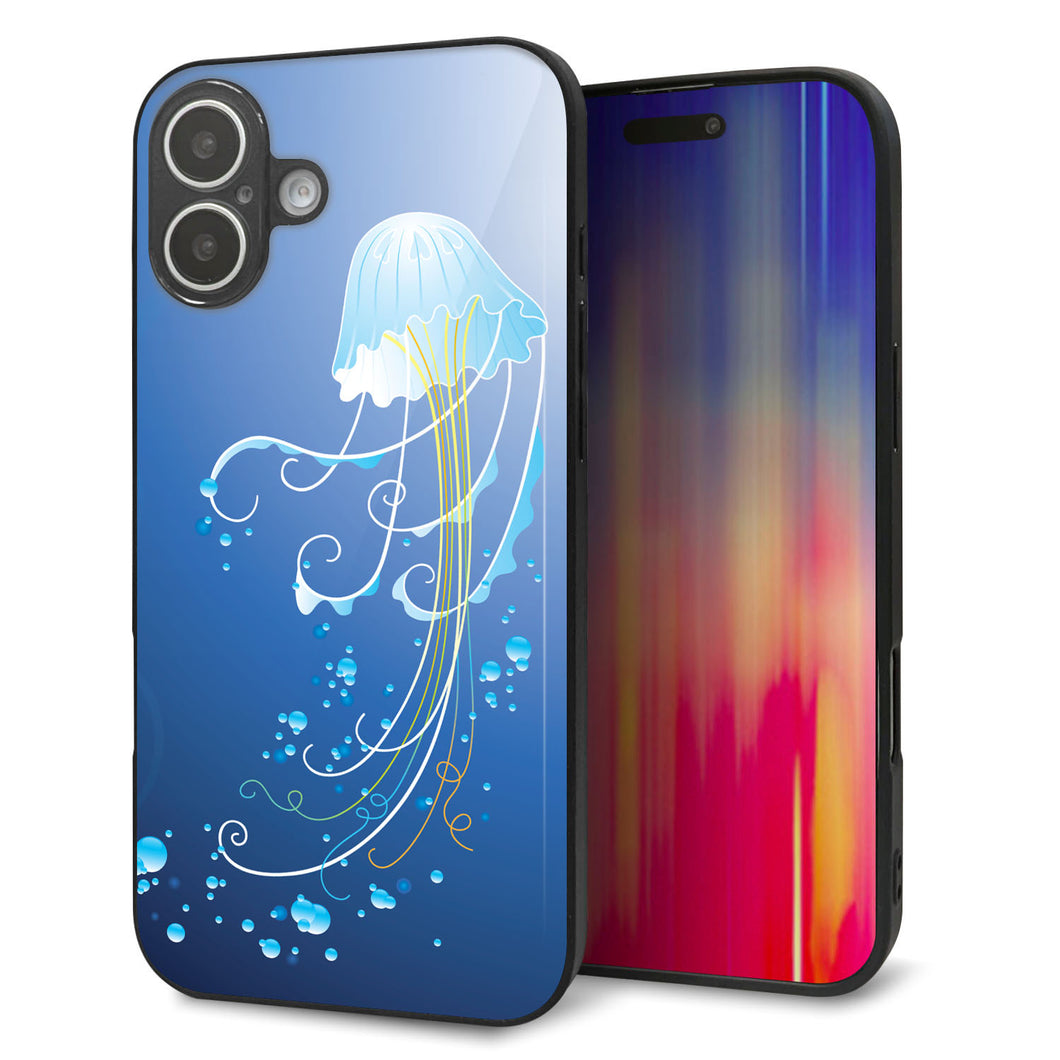 iPhone 16 Plus 強化ガラス&TPUスマホケース ガラプリ【362 ジェリーフィシュ】