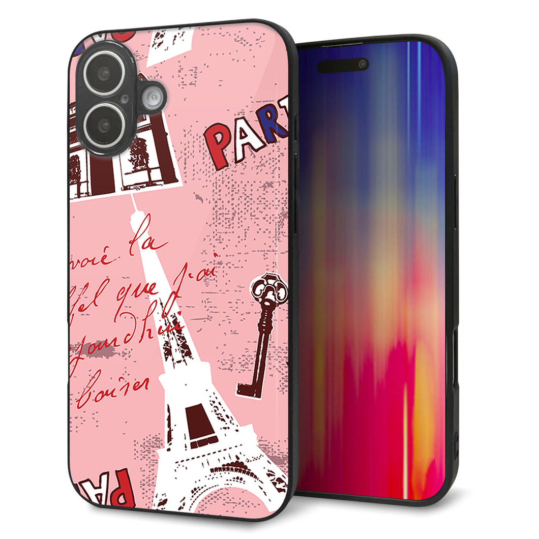 iPhone 16 Plus 強化ガラス&TPUスマホケース ガラプリ【EK813 ビューティフルパリレッド】