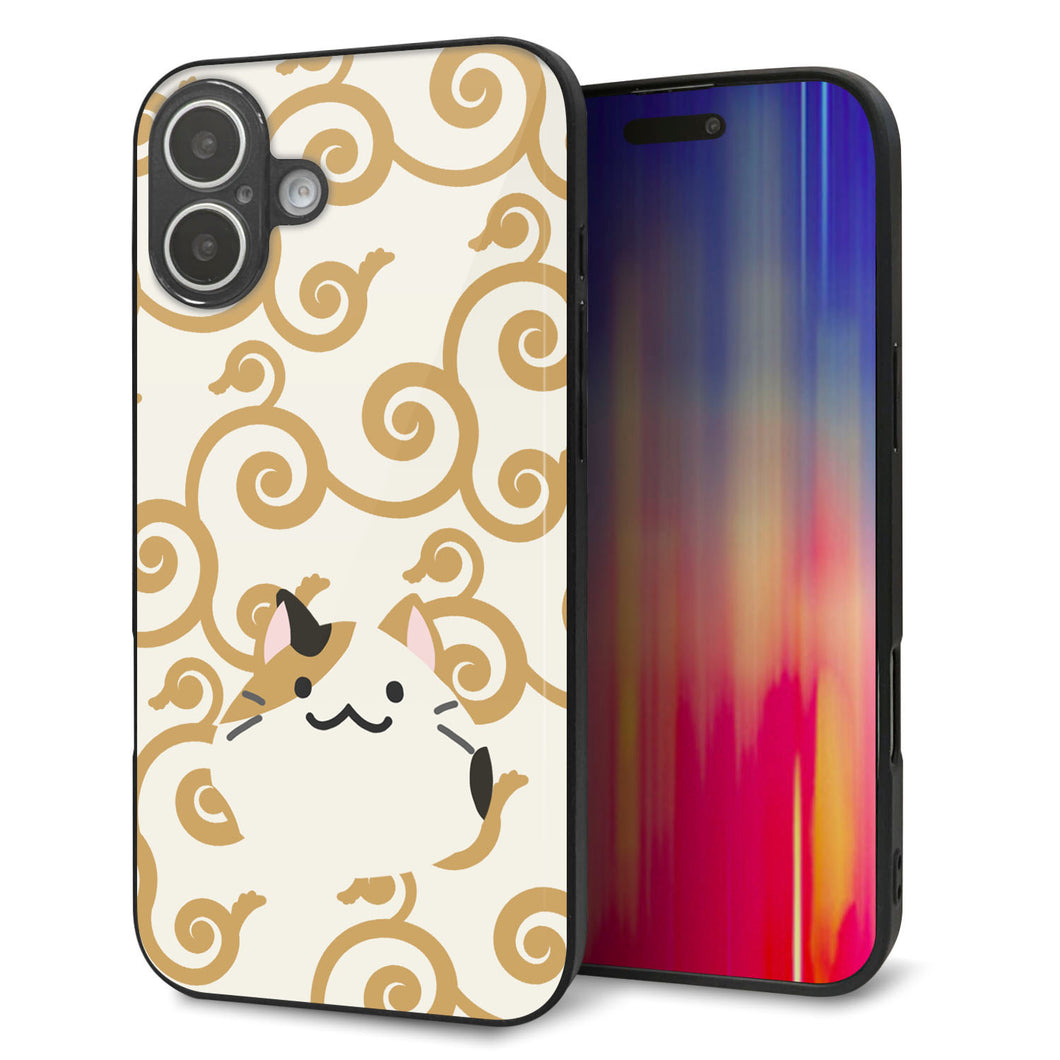 iPhone 16 Plus 強化ガラス&TPUスマホケース ガラプリ【HA245 もちねこ ミケ】