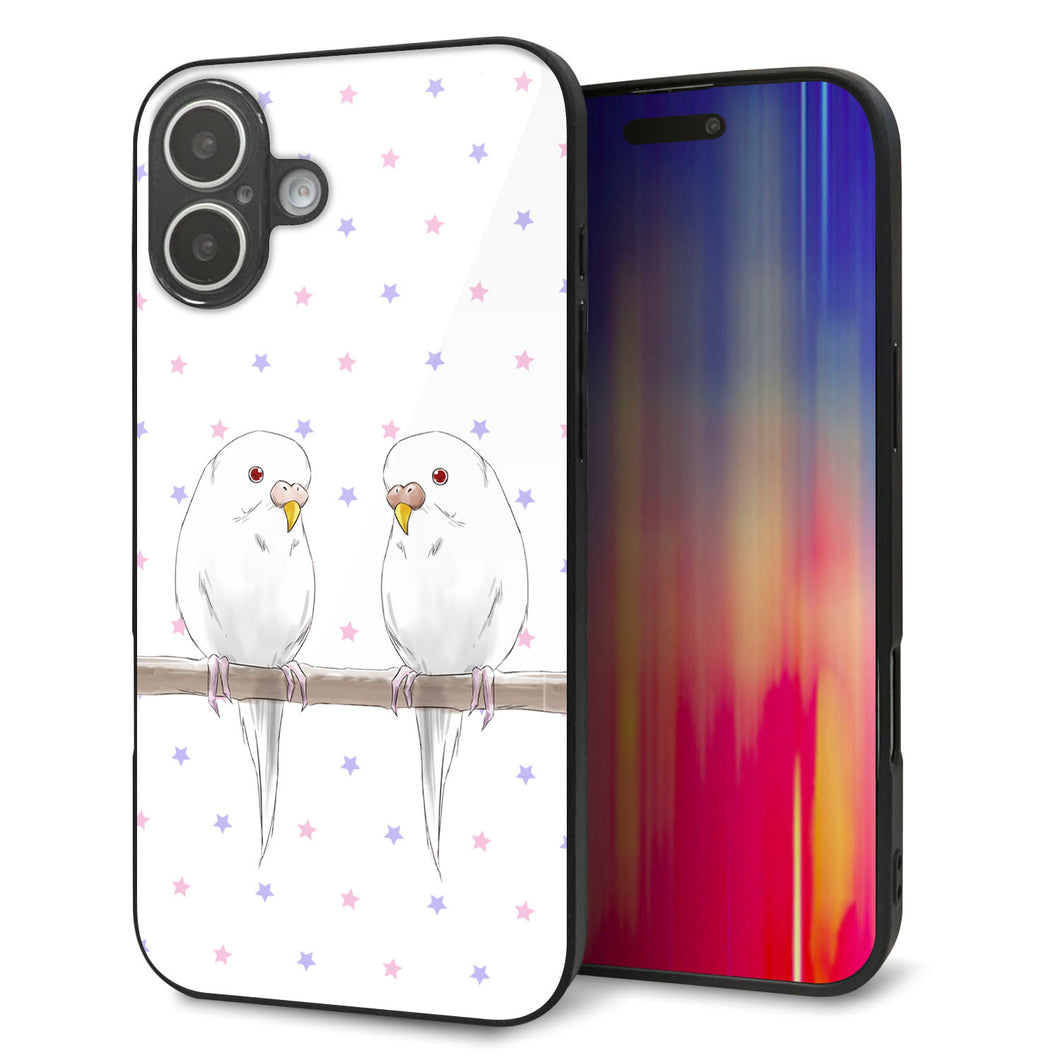 iPhone 16 Plus 強化ガラス&TPUスマホケース ガラプリ【HA273 インコイノ スター】