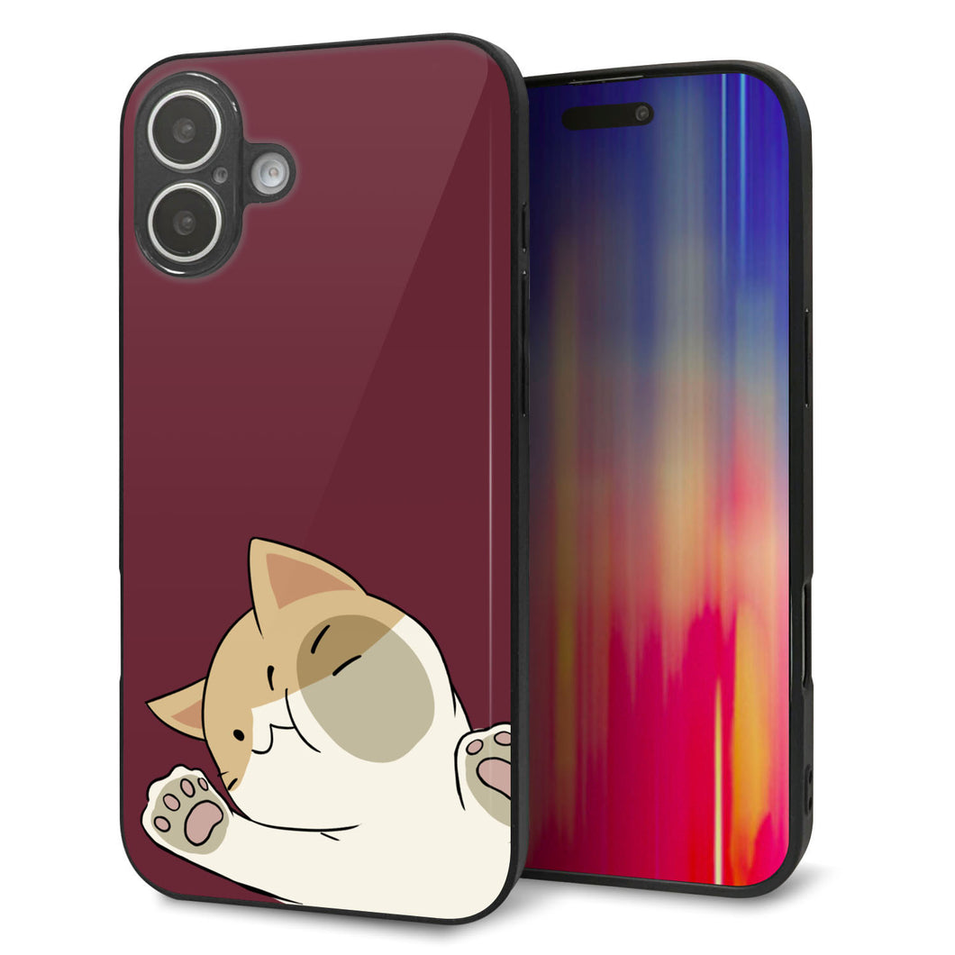iPhone 16 Plus 強化ガラス&TPUスマホケース ガラプリ【HA291 むぎゅっとハチワレ】