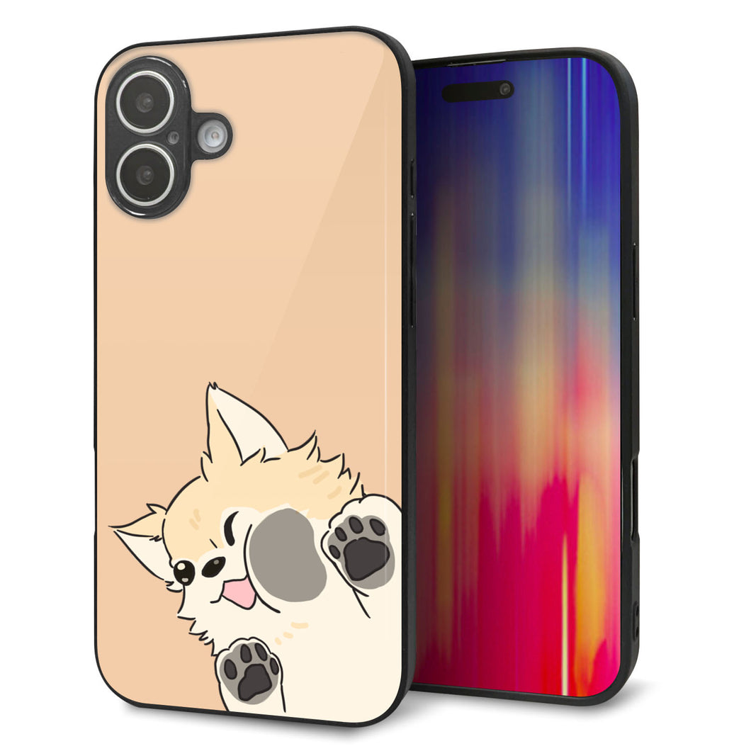 iPhone 16 Plus 強化ガラス&TPUスマホケース ガラプリ【HA292 むぎゅっとチワワ】