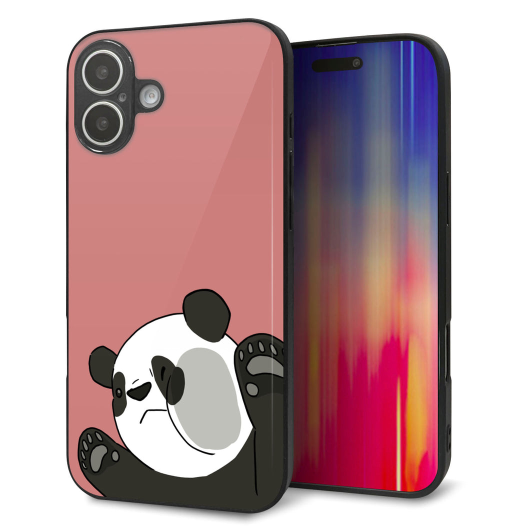 iPhone 16 Plus 強化ガラス&TPUスマホケース ガラプリ【HA300 むぎゅっとパンダ】