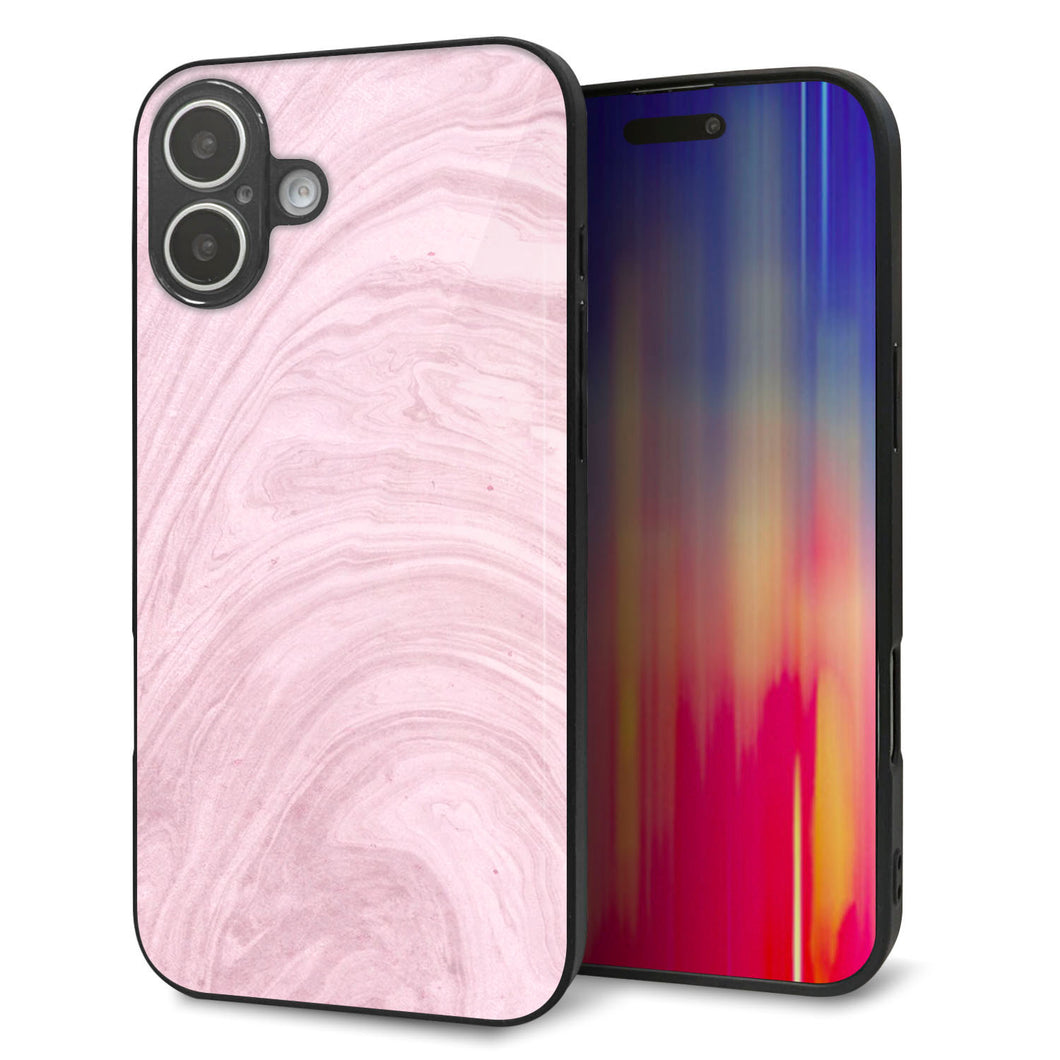 iPhone 16 Plus 強化ガラス&TPUスマホケース ガラプリ【KM873 大理石ラベンダー】