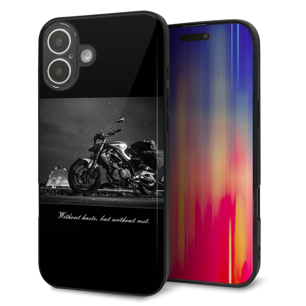 iPhone 16 Plus 強化ガラス&TPUスマホケース ガラプリ【KM879 バイク】
