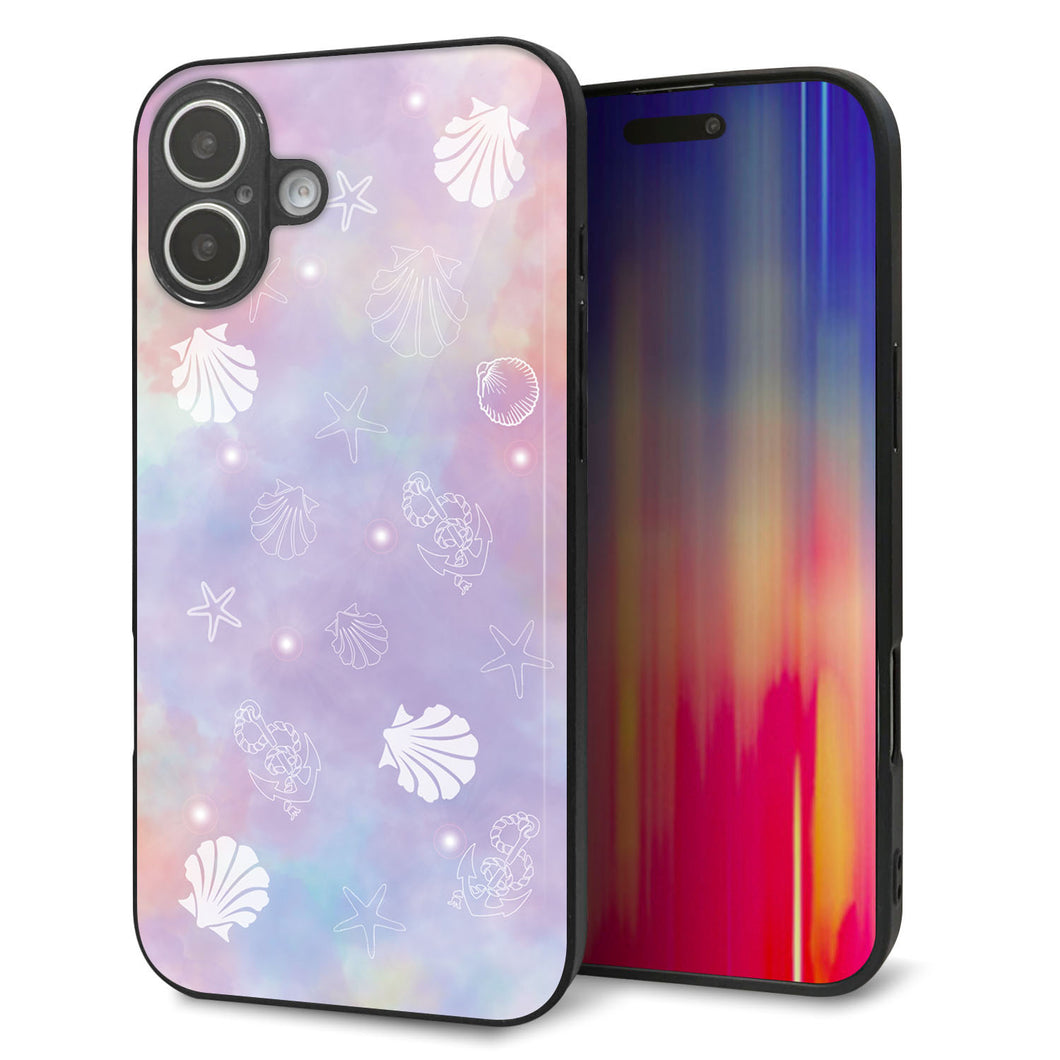 iPhone 16 Plus 強化ガラス&TPUスマホケース ガラプリ【KM883 シェル柄】