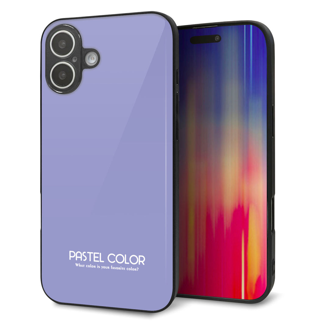 iPhone 16 Plus 強化ガラス&TPUスマホケース ガラプリ【KM900 パステルカラー(パステルブルー)】