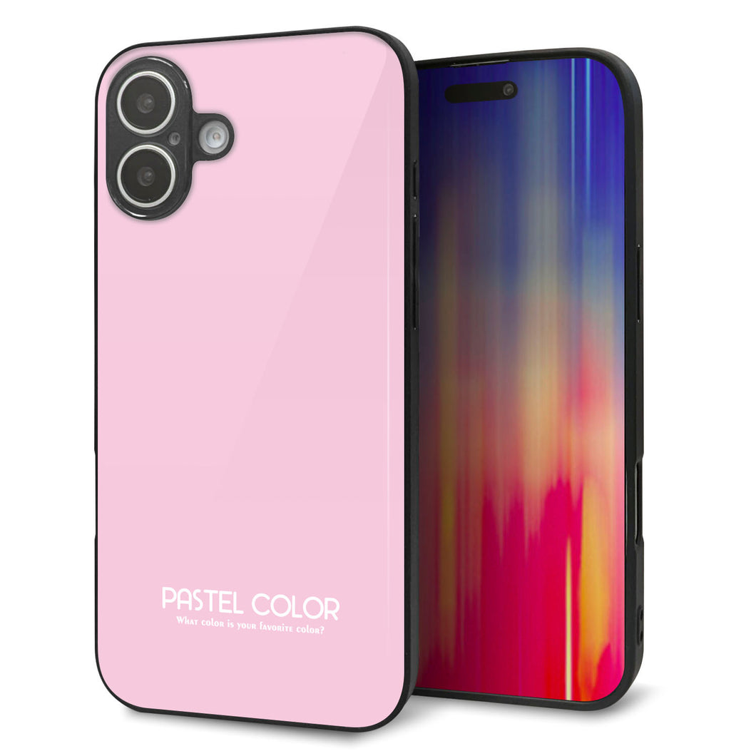 iPhone 16 Plus 強化ガラス&TPUスマホケース ガラプリ【KM903 パステルカラー(パステルローズピンク)】