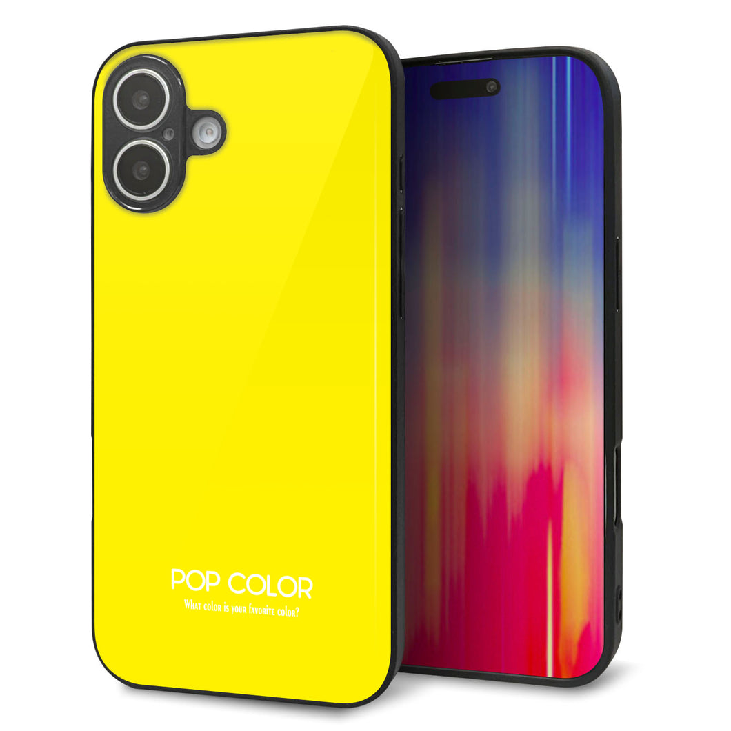 iPhone 16 Plus 強化ガラス&TPUスマホケース ガラプリ【KM904 ポップカラー(イエロー)】