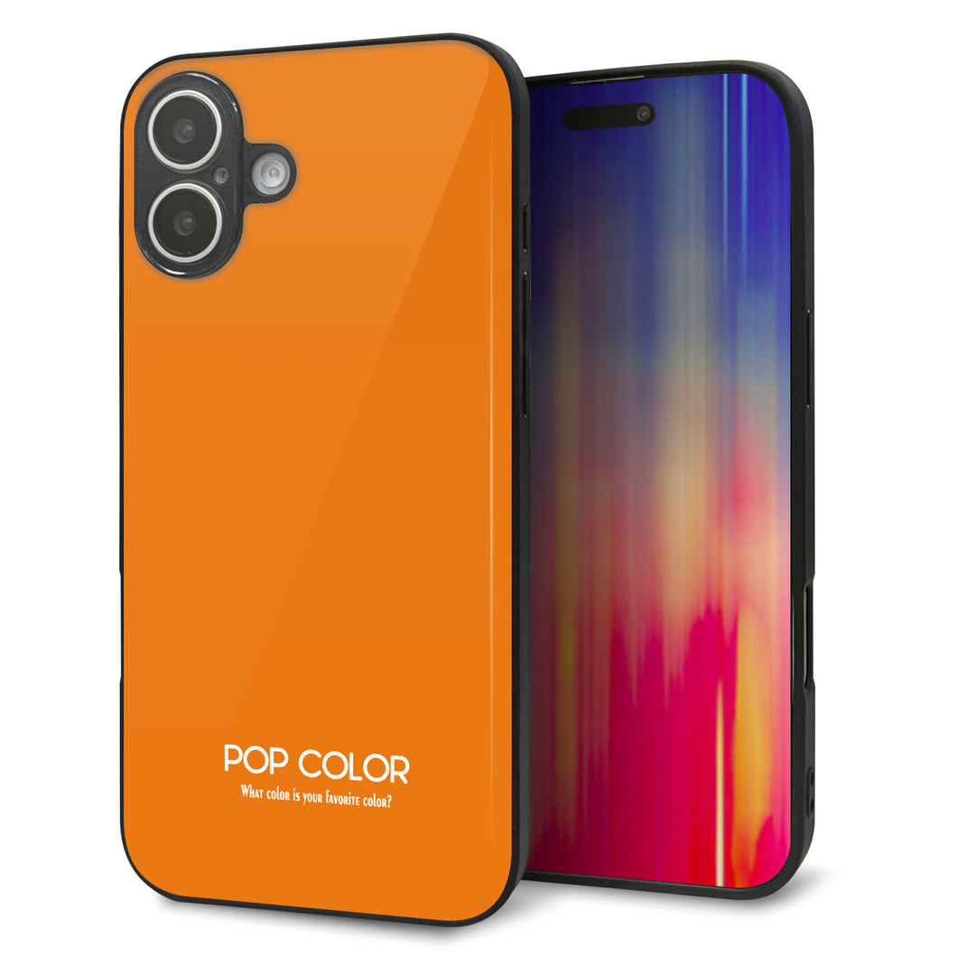 iPhone 16 Plus 強化ガラス&TPUスマホケース ガラプリ【KM906 ポップカラー(オレンジ)】