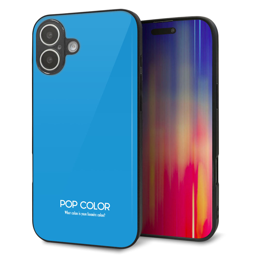 iPhone 16 Plus 強化ガラス&TPUスマホケース ガラプリ【KM908 ポップカラー(スカイブルー)】