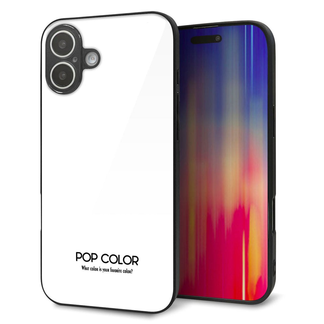 iPhone 16 Plus 強化ガラス&TPUスマホケース ガラプリ【KM913 ポップカラー(ホワイト)】