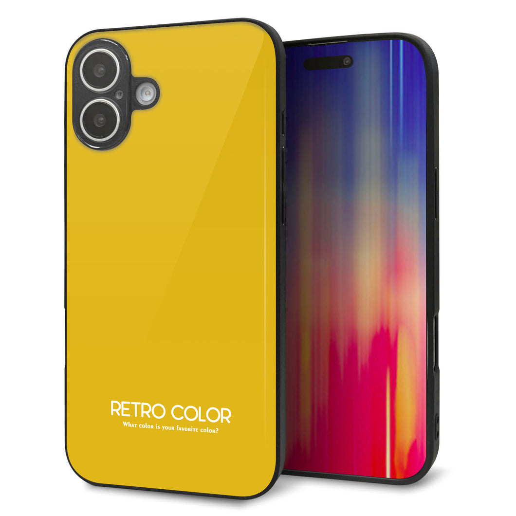 iPhone 16 Plus 強化ガラス&TPUスマホケース ガラプリ【KM920 レトロカラー(マスタード)】