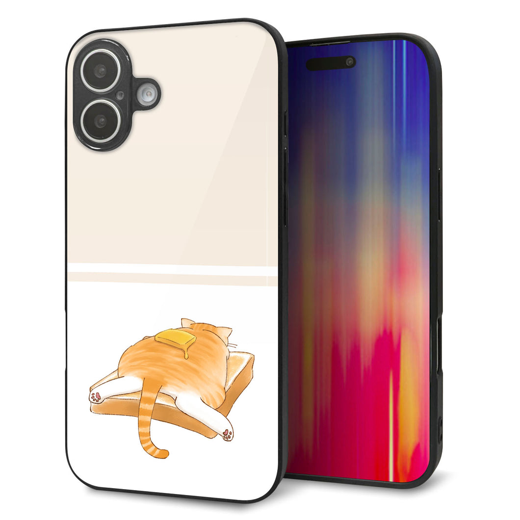 iPhone 16 Plus 強化ガラス&TPUスマホケース ガラプリ【KM959 バター】