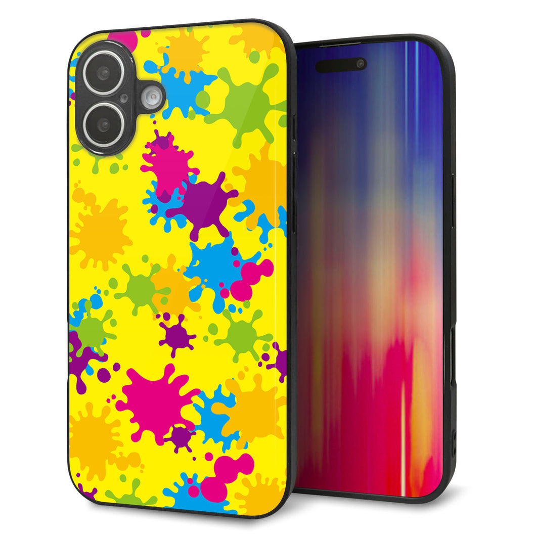 iPhone 16 Plus 強化ガラス&TPUスマホケース ガラプリ【MA879 ペイントイエロー】