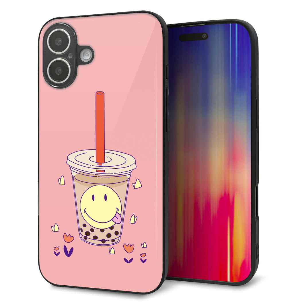 iPhone 16 Plus 強化ガラス&TPUスマホケース ガラプリ【MA903 タピオカ】