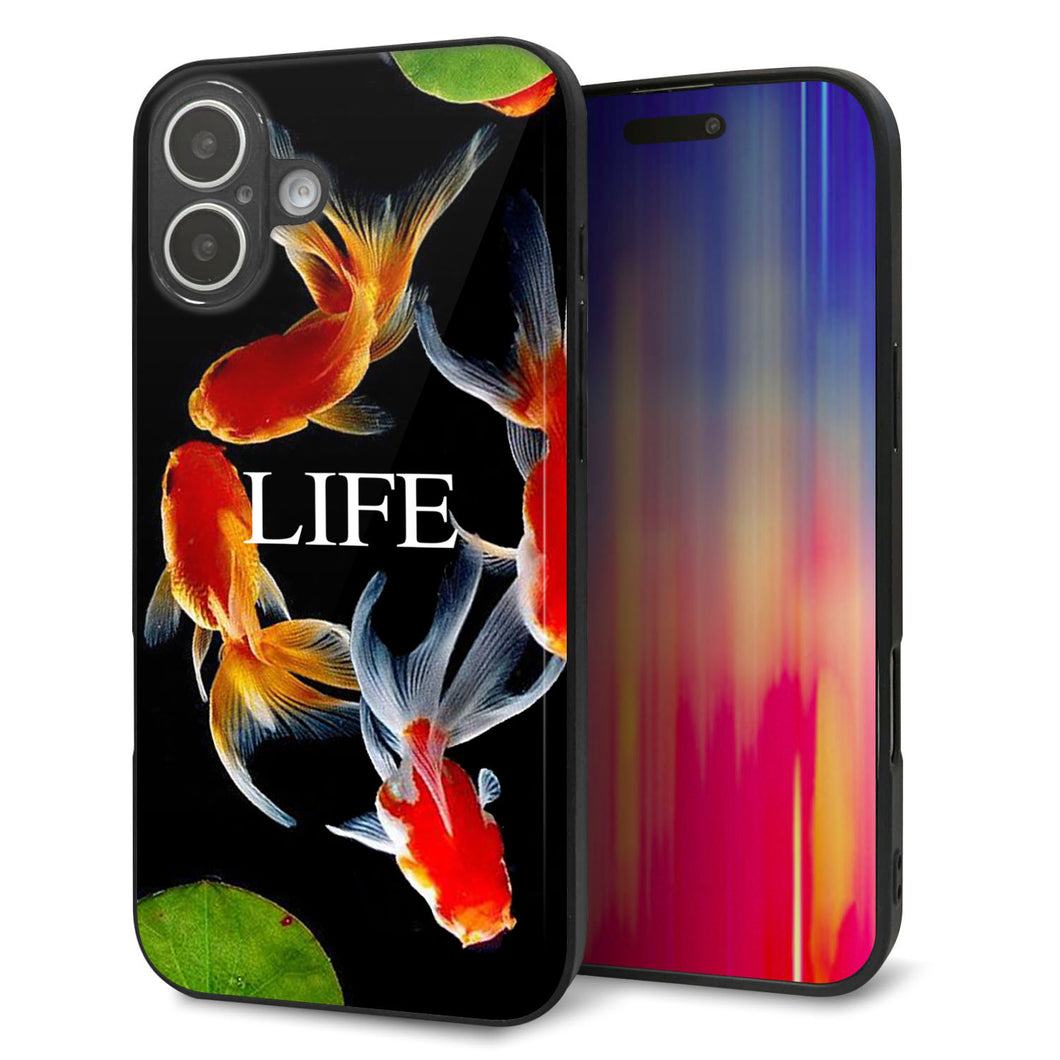 iPhone 16 Plus 強化ガラス&TPUスマホケース ガラプリ【MA958 金魚 C】