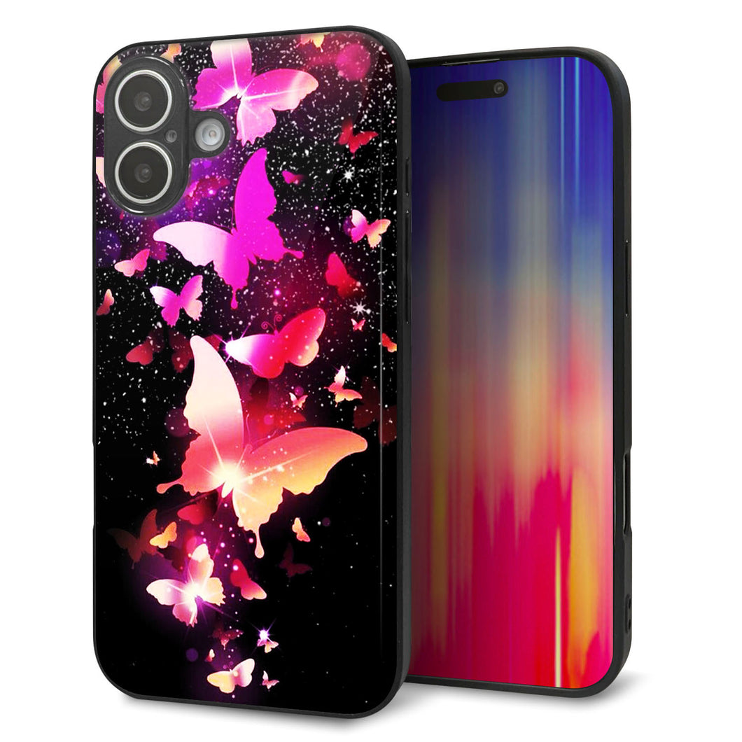 iPhone 16 Plus 強化ガラス&TPUスマホケース ガラプリ【MA991 蝶C】